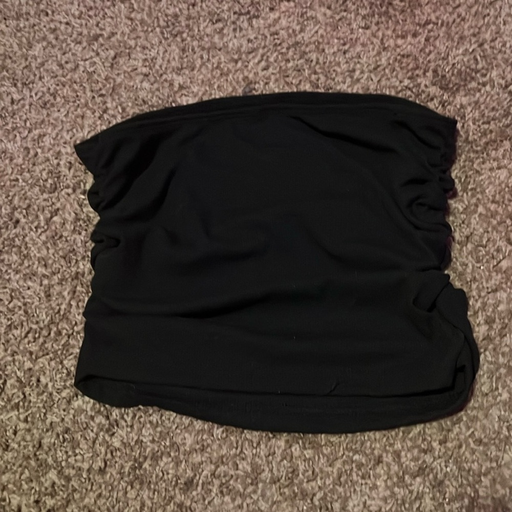 black tube top with sinched sides